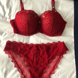 Victoria’s Secret Bra and Panty Set Dark Red
